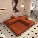 Convertible Sleeper Sofa Bed with Cylindrical Pillow, Corduroy Folding Mattress Couch with W1960P281949