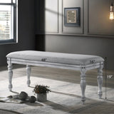Salines Upholstered Turned Leg Dining Bench, Rustic White T2574P164620