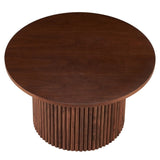 Walnut Wood Veneer Tabletop 27.56 Inch Round Coffee Table, Farmhouse Circle Coffee Table MDF W1164P225857