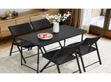 4 Foot Adjustable Height Folding Plastic Table, Black 79504561