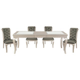 ZNTS Modern Glamourous 1pc Dining Table with Separate Extension Leaf Cabriole Legs Insert Glass Panels B01152169