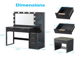 Black particleboard with a melamine finish, 5-drawer, 2-shelf dressing table set with 11 three-tone 55883849