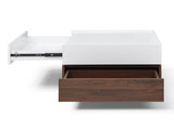 Rotating Coffee with 2 Drawers, High wood 2-Tier Center with Storage, Square Coffee W1117P235473