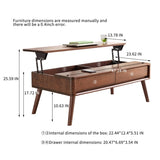 ZNTS Elevating Center Table Low Table 100% Solid Oak Wood Top Plate Desk Coffee Table Width 120 x Depth W1283P251641