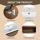 LEVISTAR Brown 36 Inch Bathroom Vanity with resin Countertop Sink, 2 Doors Bathroom Cabinet Set W1972P165047