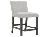 Selena Set of 2 Light Gray Fabric Counter Height Chairs with Gray Wood Frame & Footrest B061P406089