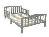 Wooden Baby Toddler Bed Children Bedroom Furniture with Safety Guardrails Gray 65296253