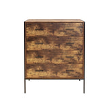 Industrial Style 4 Drawer Dresser,Rustic Brown Wood Storage Dresser Clothes Organizer with Sturdy W141260282