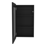 Medicine Cabinet 25.7" H, 1 Door, 3 Shelves, 1 Mirror, Black B097P250883