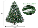 Christmas Tree 7FT 1350 Branch Flocking Spray White Tree Plus Pine Cone 59813333