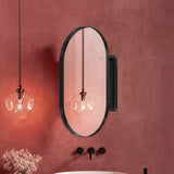 20x34 Inch Oval Recessed Medicine Cabinet, Metal Framed Bathroom Wall Cabinet with Mirror and W1435P201160