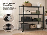 4 Tier Heavy Duty Adjustable Metal Shelf with Wheels, No-Tool Assembly, Suitable for Garages, 10565306