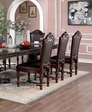 Majestic Traditional Set of 2pcs Side Chairs Brown Cherry Solid wood Faux Wood Carved Details Black B011108521