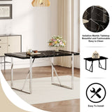 A rustic industrial rectangular MDF black dining table for 4-6 people, with a 1.5 "thick MDF desktop W1151P172403