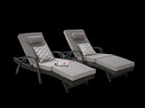 Outdoor Wicker Long Reclining Chair Set of 2 with Cushions, Wicker Reclining Lounge Chair Lawn W874P264727