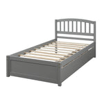 Twin Platform Storage Bed Wood Bed Frame with Two Drawers and Headboard, Gray WF194279AAE