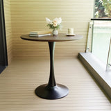 31.5" Walnut color Round Dining Table, Tulip Table Kitchen Dining Table 2-4 People with MDF Table W2189P303505