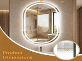 32x20" Oval LED Backlit Bathroom Mirror, 3 Color Temperatures Stepless Dimmable Vanity Mirror, 26607326