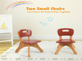 Brown Kids Table and 2 Chairs Set with 4 Storage Boxes, Toddler Activity Table for Drawing Playing 90631640