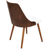 Gianna Mid-Century Modern Dining/Accent Chair in Walnut with White Faux Leather by LumiSource B202P223860