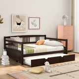 ZNTS Full Size Daybed Wood Bed with Twin Size Trundle,Espresso 25716627