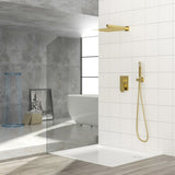 Dual Shower Head - 12 Inch Wall Mounted Square Shower System with Rough-in Valve,Gold W1243132137