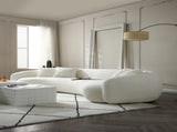 102'' 5-Seater Boucle Sofa Modern Sectional Half Moon Leisure Couch Curved Sofa Teddy Fleece Velet W87661868
