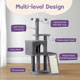 ZNTS 49 inch Cat Tree Cat Tower for Indoor Cats, Cat House with Padded Platform Bed, Toy Balls, Large 87087030