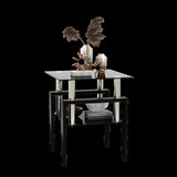 1-Piece Modern Tempered Glass Tea Table Coffee Table End Table, Square Table for Living Room, Black W241104204