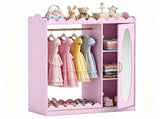 Kids Dress Up Closet with Full-Length Acrylic Mirror, 42" Child-Sized Garment Rack with Cabinet & 75276368