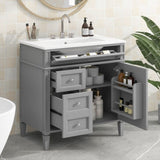 30'' Bathroom Vanity with Top Sink, Modern Bathroom Storage Cabinet with 2 Drawers and a Tip-out N710P206904E