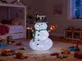 4FT Lighted Snowman and Squirrel Christmas Yard Decorations, Pre-lit Pull Up Snowman with 120 White 37070380