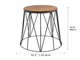 Acacia Wooden Top and Powder-Coated Metal Frame Plant Stand, 16.3 in Dia x 18.9 in H 67034337