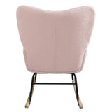 ZNTS Teddy Fabric Rocking Chair, Modern Rocking Accent Chair for Nursery, Living Room, Bedroom, Pink W2740P221083