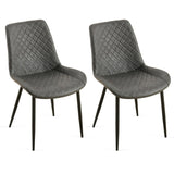 Dark Grey Leathaire Dining Chairs Set of 2,Mid-Century Modern Leathaire Chairs Kitchen Living Room W1164P225826