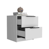 Kaia Nightstand , End Table, Side Table Two Drawers, Metal Handle -White B20091876