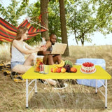 4ft Yellow Portable Folding Table Indoor&Outdoor Maximum Weight 135KG Foldable Table for Camping 64401046