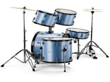 Full Size Adult Drum Set 5-Piece Blue with Bass Drum, two Tom Drum, Snare Drum, Floor Tom, 16" Ride 08283789