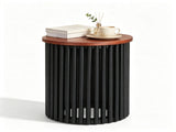 Mid-Century Modern Round Coffee Table, Natural Acacia Wood Side Table with Walnut Wood-Grain Finish, 40168579