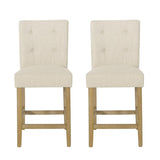 Contemporary Fabric Button Tufted 26 Inch Counter Stools, Set of 2, Beige 71254.00BGE