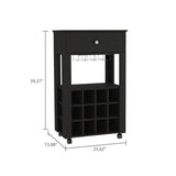 39" H black bar- coffee cart, Kitchen or living room cabinet storage, with 12 bottle racks, a B097133083