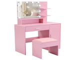 Apple Pink MDF with Melamine Lacquer, 1 Drawer, 1 Door Dressing Table Set, Three-Color Dimming Light 84425228