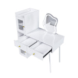 Vanity Dressing Table with LED Mirror & Storage White Makeup Desk Features 3 Drawers, 2 Open W2700P297922