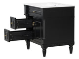 24 Inch Bathroom Vanity with Sink, Black Freestanding Bathroom Cabinet with Flip Drawer, Adjustable 84849124