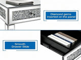 () 1-Drawer Bedside Table Decorated with Rhinestones MDF Mirrored Side Table 94145464