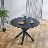 ZNTS 42.1"BLACK Table Mid-century Dining Table for 4-6 people With Round Mdf Table Top, Pedestal Dining W234P143405