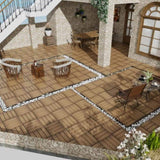 Patio Floor Tiles Pack of 11 WPC Wood-Plastic Composite Patio Deck Tiles DIY Interlocking Decking W206P201283