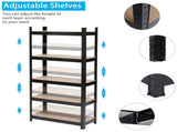 45 x 90 x 180cm 5 Tiers Powder Coated Storage Rack Black 83280771
