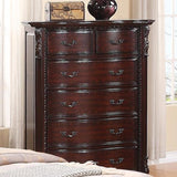 ZNTS 1pc Traditional Formal Tall Chest Storage Drawers Decorative Drawer Pulls Solid Wood Bedroom B011P204071