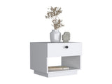 Single Drawer Nightstand 19"H with Open Storage Shelf, White B097133073